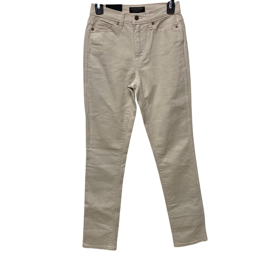 Banana Republic‎ Womens High-Rise Straight Jeans Beige Size 24/00 Tall NWT